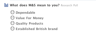 M&S Marketing Poll on Facebook